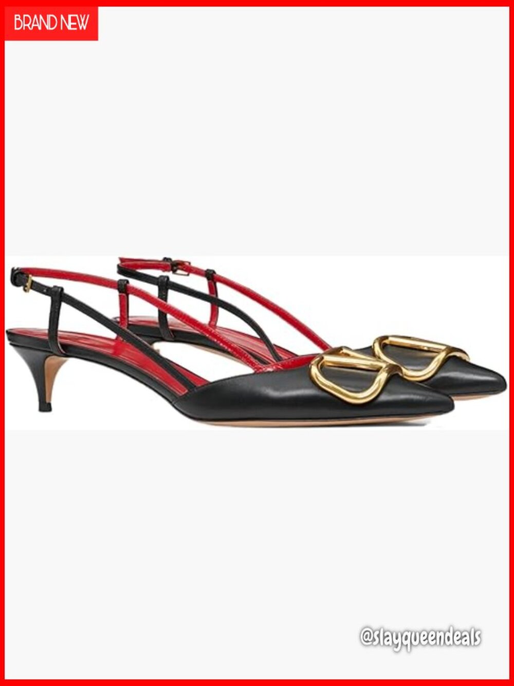 Slingback Kitten Heels Pointed Toe Low Heeled Sandals